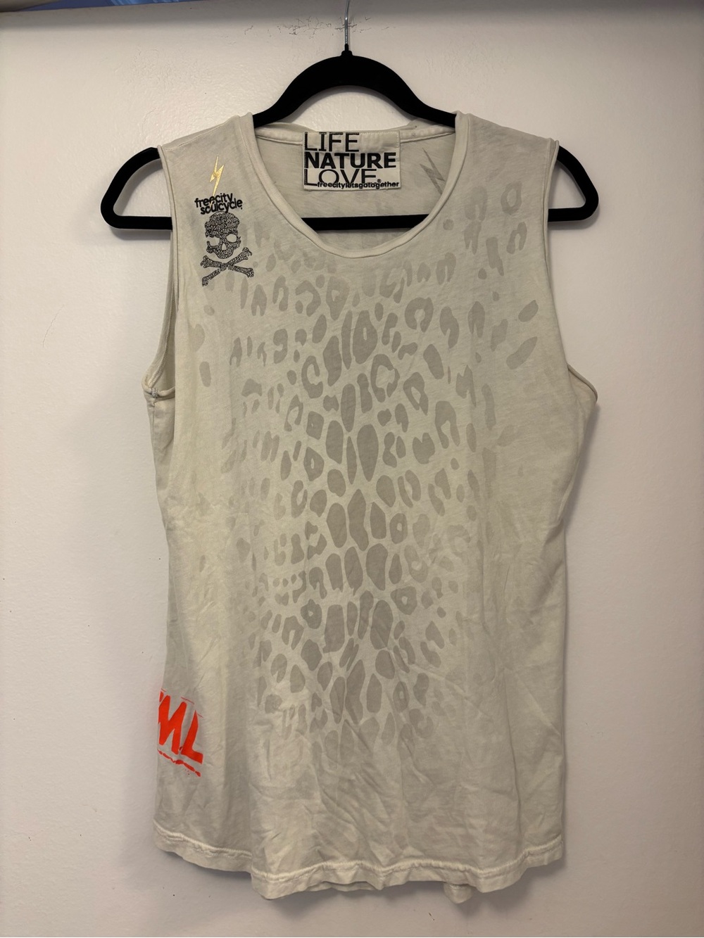 Women's Free City Soul Cucle Sleeveless Animal Print Tank Top - Light Gray